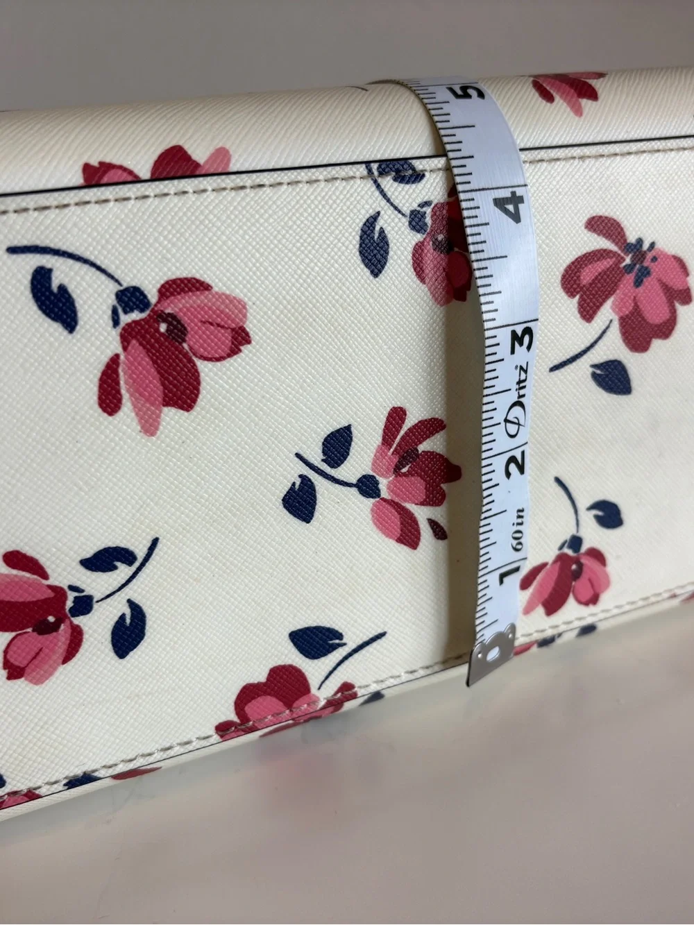 kate spade Cream Floral Satchel with Pink & Navy Accents